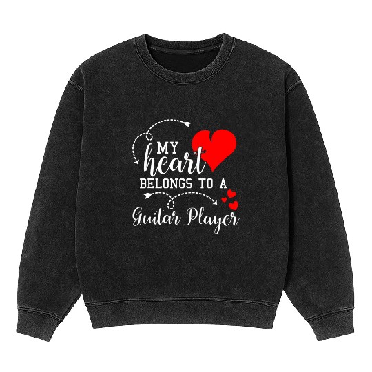 I Love My Guitar Player Husband Wife Valentines Mineral Wash Sweatshirts