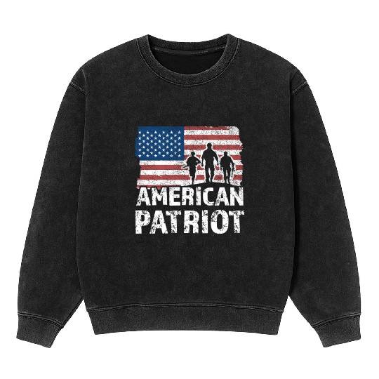 American Patriot Military Soldier Us Flag Veteran Mineral Wash Sweatshirts