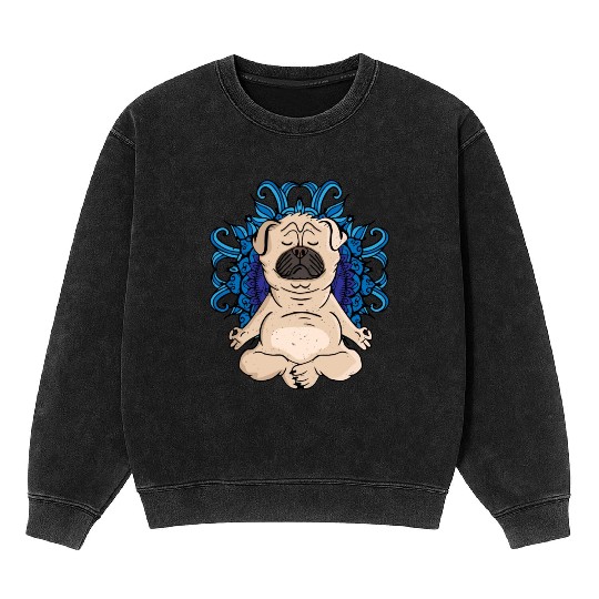 Zen Buddhism Meditation Gift Dog Lover Women Yoga Mineral Wash Sweatshirts