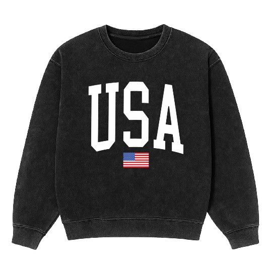 Usa American Flag Wo Patriotic July 4Th Mineral Wash Sweatshirts