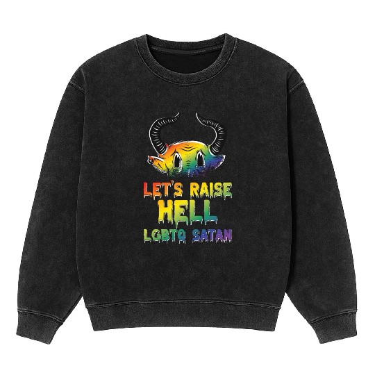 Funny Hail Gay Satan Lgbt Goth Gay Pride Baphomet Mineral Wash Sweatshirts