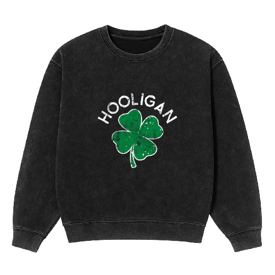 Hooligan Squad Lucky C St Patrick'S Day Distress Mineral Wash Sweatshirts