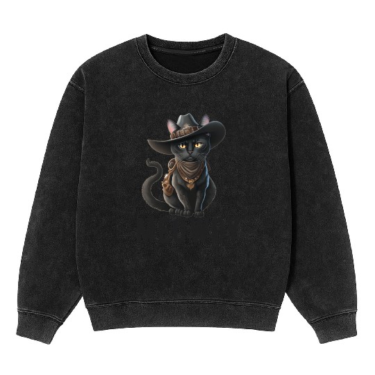 Meowdy Cat Cory Music Kitten Cowboy Mineral Wash Sweatshirts