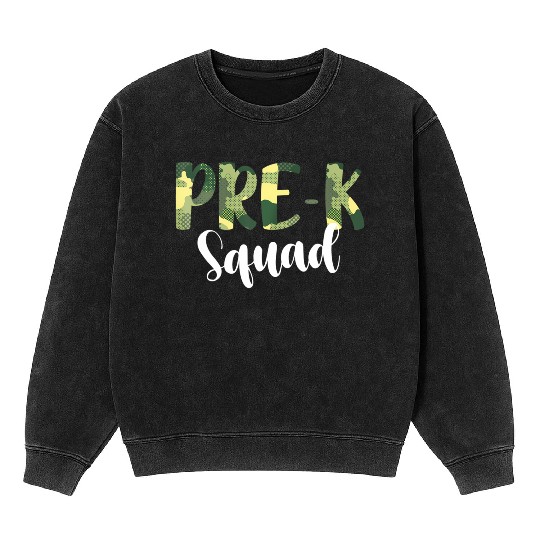 Camo Pre-K Squad Back To School Camouflage Mineral Wash Sweatshirts