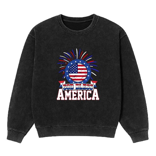 God Bless America Independence Day USA Patriot Mineral Wash Sweatshirts