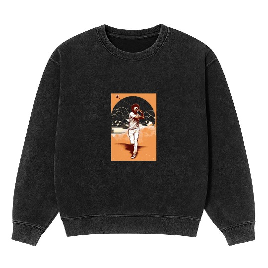 Golfer Afro Man Golf Player African American Mineral Wash Sweatshirts