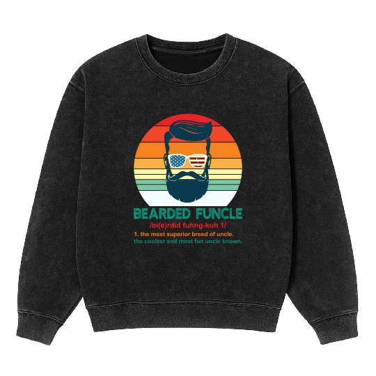 Bearded Funcle Definition Uncle Mineral Wash Sweatshirts
