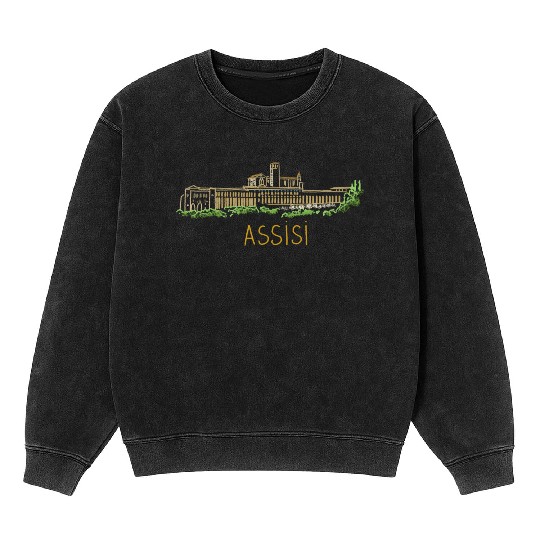 Assisi City Italy Souvenir For Mineral Wash Sweatshirts