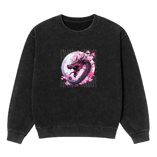 Japanese Dragon Retro Asian Oriental Dragon Cool Mineral Wash Sweatshirts