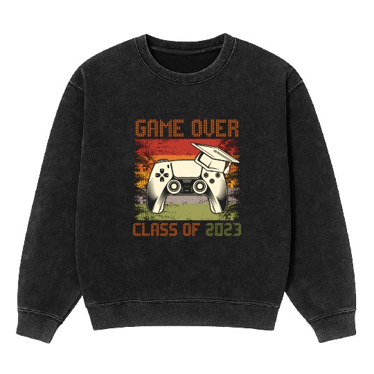 Game Over Class Of 2023 Senior 2023 School Mineral Wash Sweatshirts