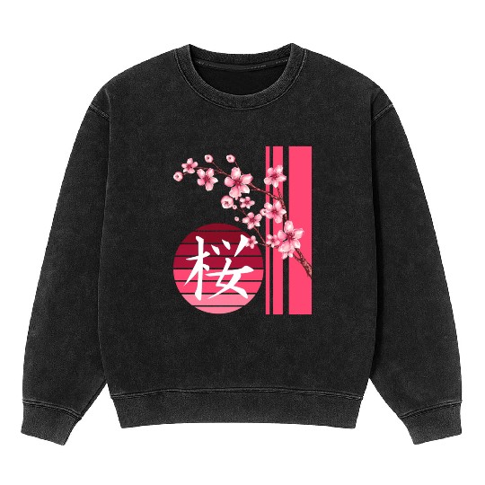Sakura Flowers Spring Cherry Blossoms Japanese Kan Mineral Wash Sweatshirts