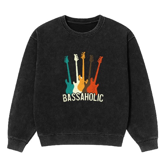 Bass Guitar Player Bassaholic Bass Player Mineral Wash Sweatshirts