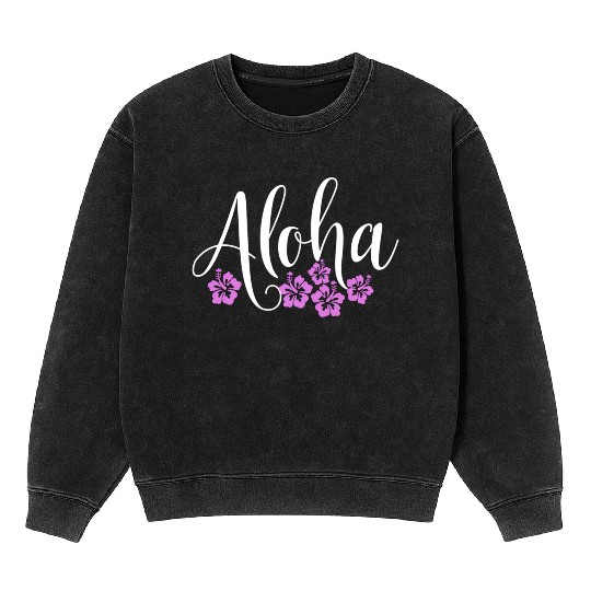 Aloha Hawaiian Hibiscus Flower Surfer Maui Kauai Mineral Wash Sweatshirts