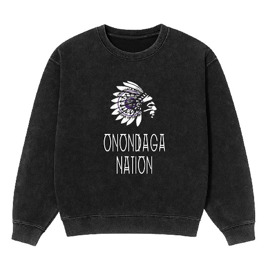 Onondaga Nation Indigenous Native American Headdre Mineral Wash Sweatshirts