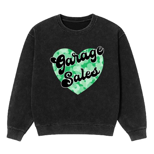Garage Sales green camo heart Mineral Wash Sweatshirts