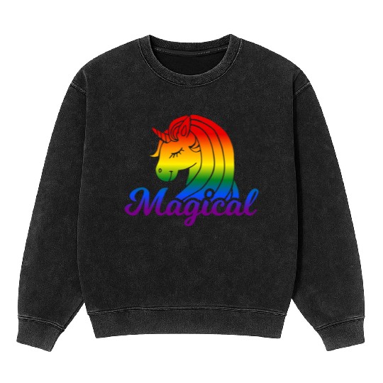 Magical Rainbow Unicorn | TTRPG Pride Mineral Wash Sweatshirts