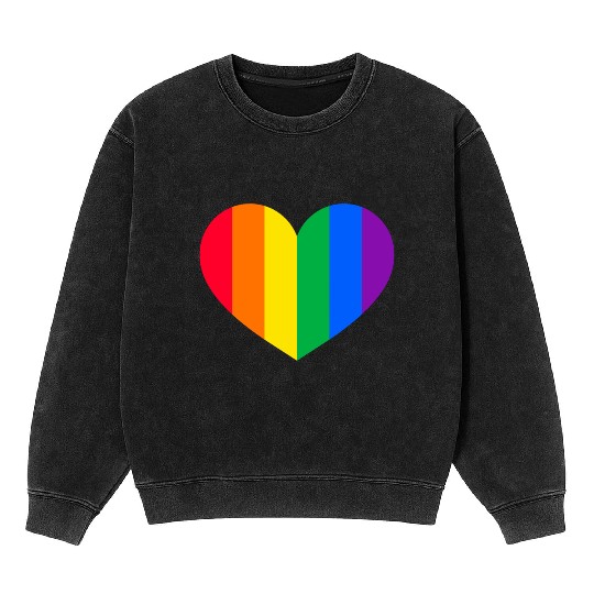 Gay Pride Rainbow Heart Mineral Wash Sweatshirts