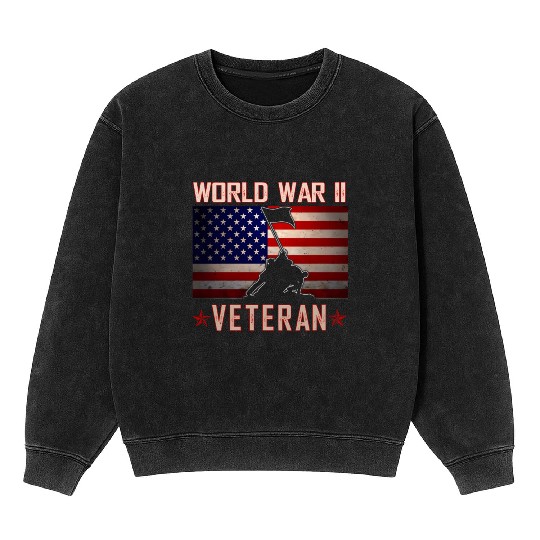 American Patriot Wwii Veteran Military World War 2 Mineral Wash Sweatshirts