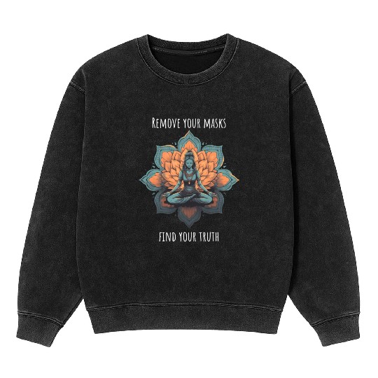 Women's Yoga Meditation Lotus Design Mineral Wash Sweatshirts