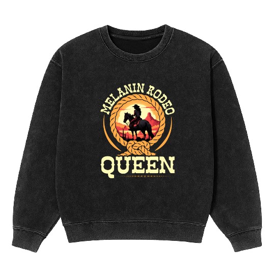 Melanin Rodeo Queen Cory African-American Mineral Wash Sweatshirts