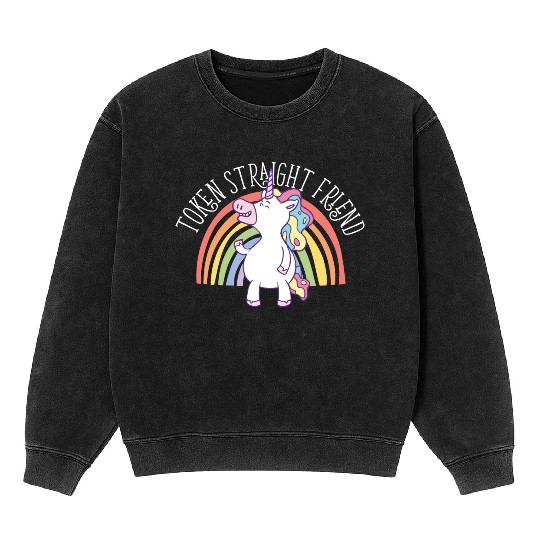 Token Straight Friend LGBTQ Ally Gay Pride Mineral Wash Sweatshirts