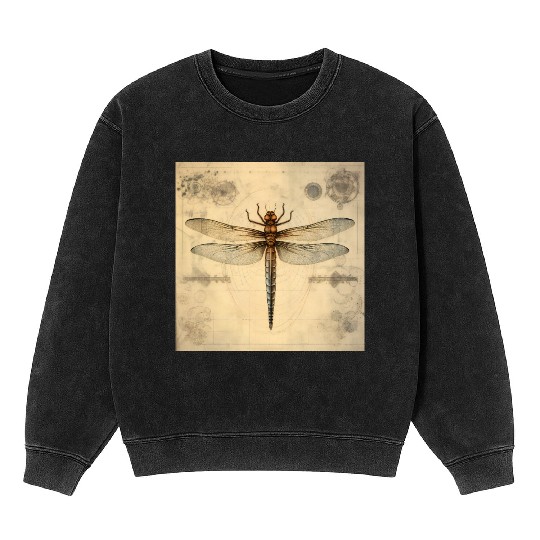 A diagrammatic drawing of a dragonfly Mineral Wash Sweatshirts