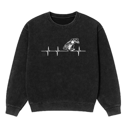 FLAT TRACK MOTORCYCLE heartbeat racing speedway Mineral Wash Sweatshirts
