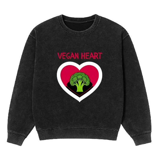 Vegan heart, broccoli heart Mineral Wash Sweatshirts