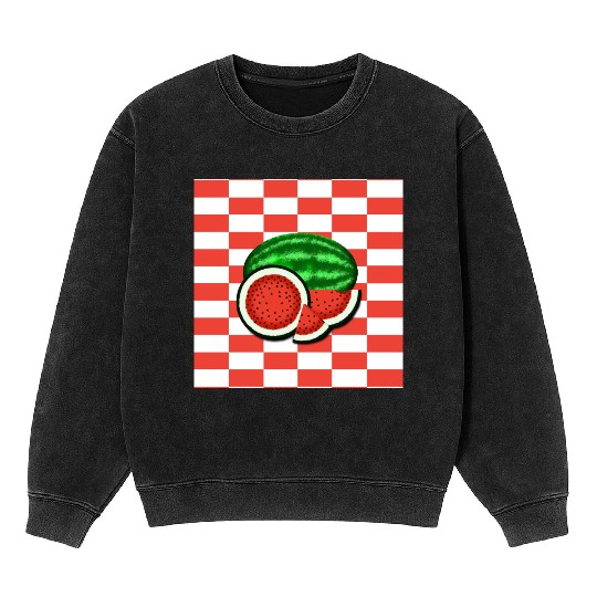 Watermelon on Watermelon Pink Background Mineral Wash Sweatshirts
