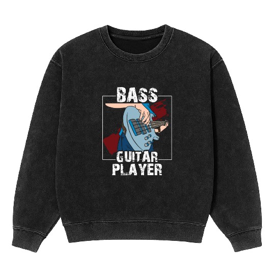 Bass Guitar Player Band Musician Music Mineral Wash Sweatshirts