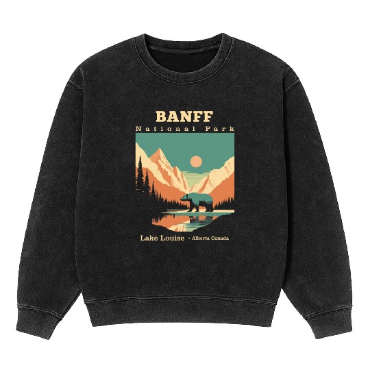 Vintage Retro Canadian Banff National Park Mineral Wash Sweatshirts