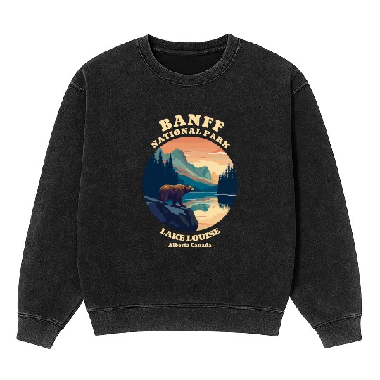 Vintage Retro Canadian Banff National Park Mineral Wash Sweatshirts