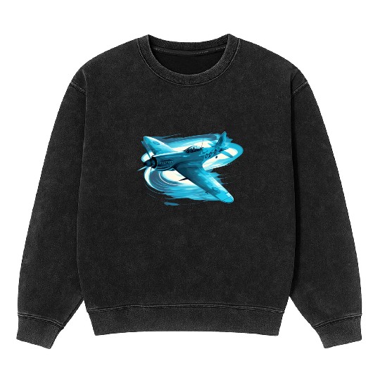 Spitfire Airplane Vintage Pilot Aviator Military Mineral Wash Sweatshirts