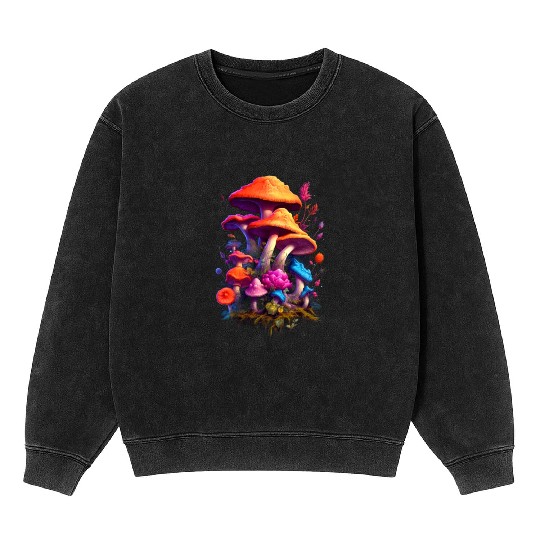 Trippy Neon Mushrooms#12 Mineral Wash Sweatshirts
