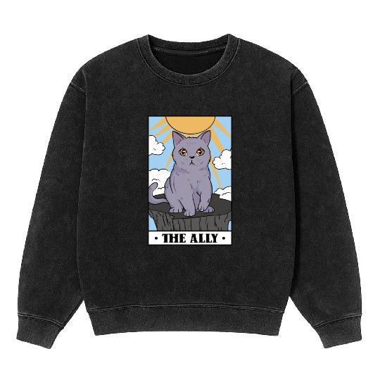 The Ally Cat Sunny LGBT Pride Month Feline LGBT Mineral Wash Sweatshirts