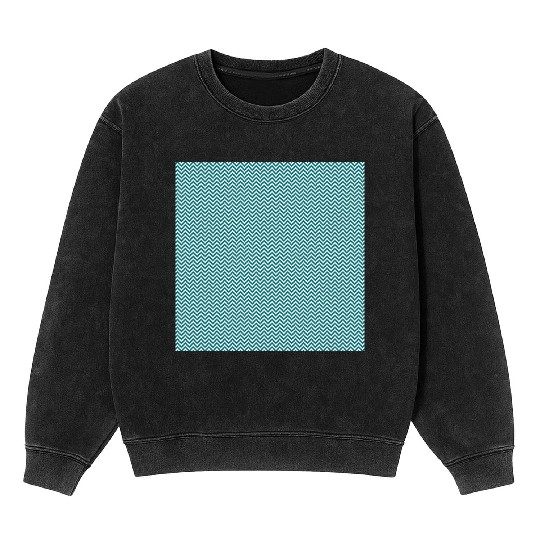 Retro Teal Chevron Pattern Mineral Wash Sweatshirts