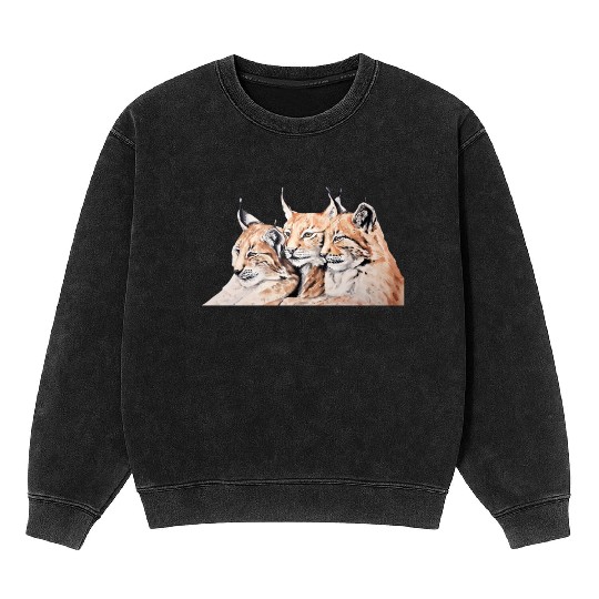 Design of lion cubs, king of the forest Mineral Wash Sweatshirts