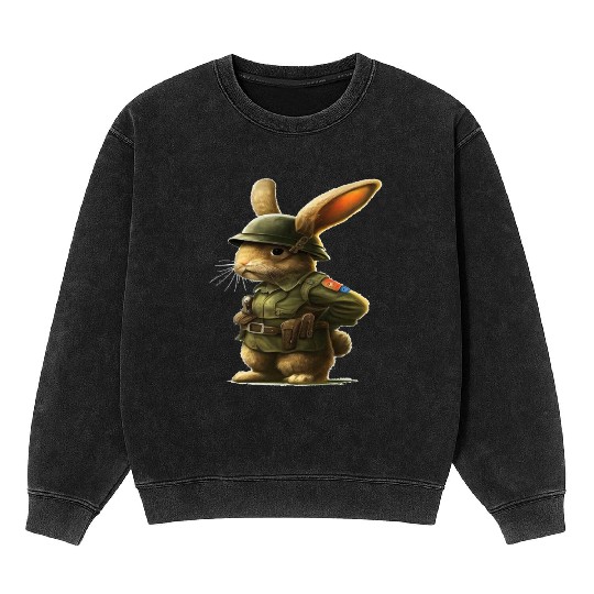 Courageous Bunny Soldier Mineral Wash Sweatshirts