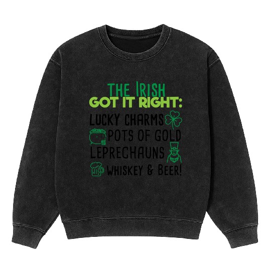 Lucky Irish Charms Aesthetic Mineral Wash Sweatshirts