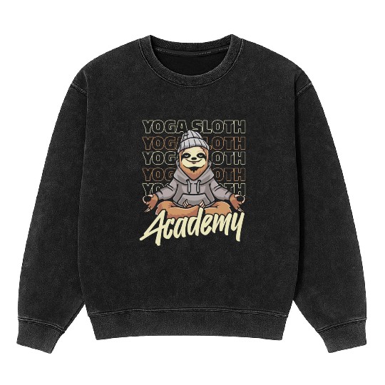 Sloth Academy Sloth Yoga Mineral Wash Sweatshirts
