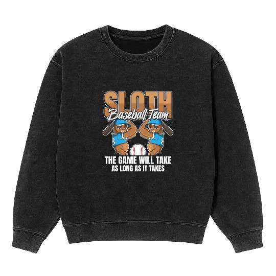 Sloth Team Sloth Baseball Mineral Wash Sweatshirts