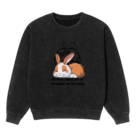 Lonely rabbit Mineral Wash Sweatshirts