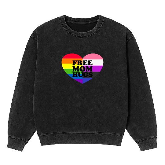 Free Mom Hugs Gay Pride Genderfluid Flag Mineral Wash Sweatshirts