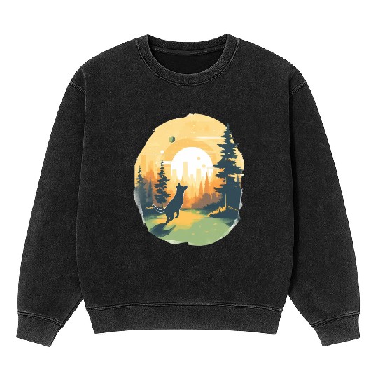 Joyful Dog in Summer Park Mineral Wash Sweatshirts