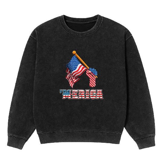 Patriotism Merica Pride US Patriots USA Fan Mineral Wash Sweatshirts