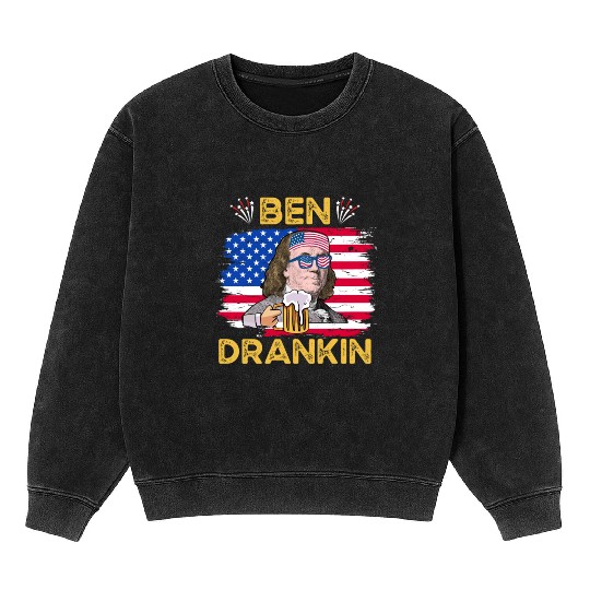 Ben Drankin US President Independence Day Mineral Wash Sweatshirts