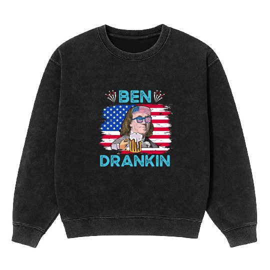 Ben Drankin US President Independence Day Mineral Wash Sweatshirts