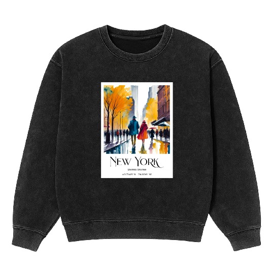Couple walking in the streets of New York City Mineral Wash Sweatshirts