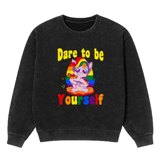 Dare to be Gaymer Lesbian Girl Gamer gift Mineral Wash Sweatshirts