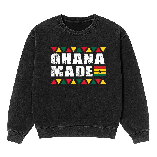 Ghana Made Black Star Country Flag Mineral Wash Sweatshirts